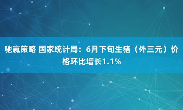 驰赢策略 国家统计局：6月下旬生猪（外三元）价格环比增长1.1%